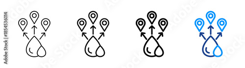 Water Distribution Icon Different Style Outline Collection Set