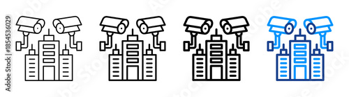 City Surveillance Icon Different Style Outline Collection Set