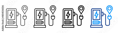 Charging Station Icon Different Style Outline Collection Set