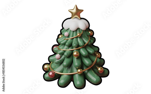 Christmas tree with star on top isolated on transparent background