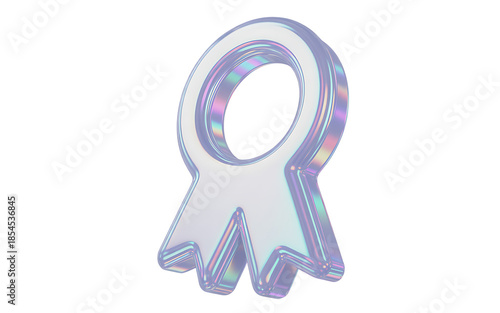 Holographic ribbon charm isolated on transparent background