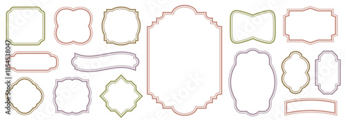 Vintage decorative border frame set. Elegant retro design label vector illustration set for wedding invitations, restaurant menus, and live streaming.
