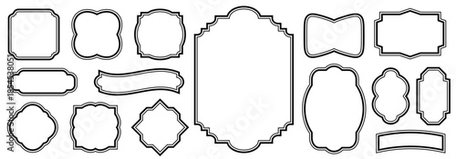 Vintage decorative border frame set. Elegant retro design label vector illustration set for wedding invitations, restaurant menus, and live streaming.