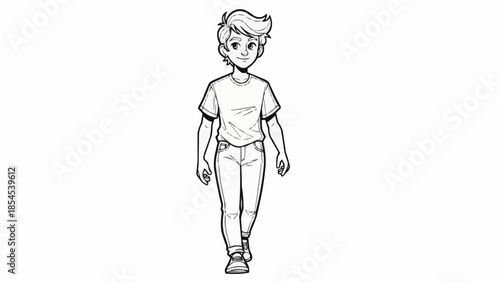 Young Man Walking Forward Illustration.