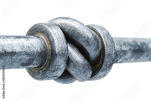 Close-up of Metal Knot Tied Around Pipe
