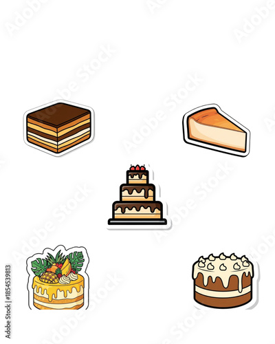 Vector illustration of chocolate cake in flat modern bakery style