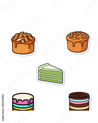 Vector illustration of strawberry shortcake in flat modern bakery style
