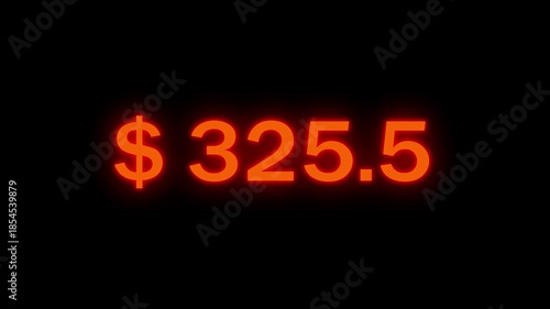 Counting dollars animated number. 0 to 1300 dollar counting animation.  Money Number Counter. 