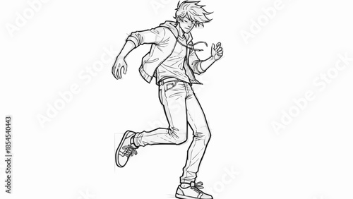 Man Running in Casual Clothing Illustration.