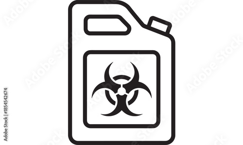 Black gas can with biohazard symbol isolated on transparent background silhouette