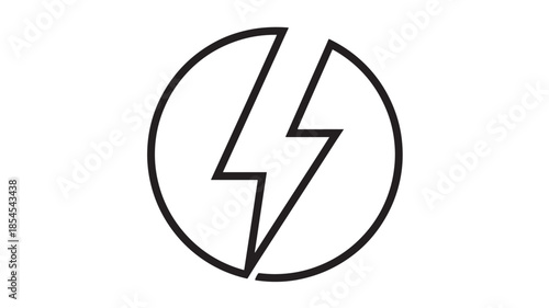 Simple black lightning bolt icon in a circle on transparent background silhouette