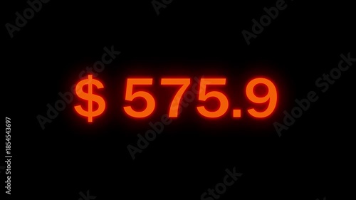 Counting dollars animated number. 0 to 2300 dollar counting animation.  Money Number Counter. 