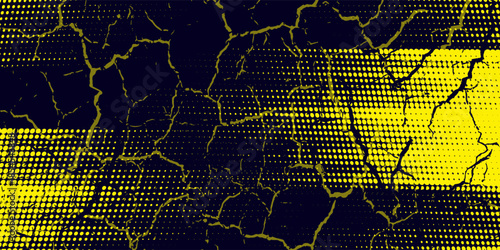 Yellow and blue halftone dot pattern. illustration