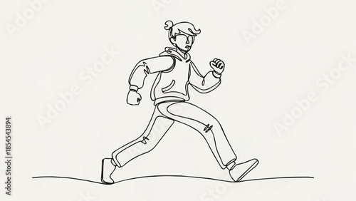 Man Running in Simple Line Art.