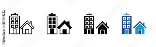 Property icon set multiple style collection