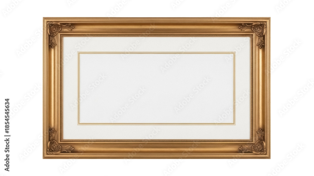 Αυτοκόλλητο Ornate golden picture frame PNG isolated on transparent background, vintage styl