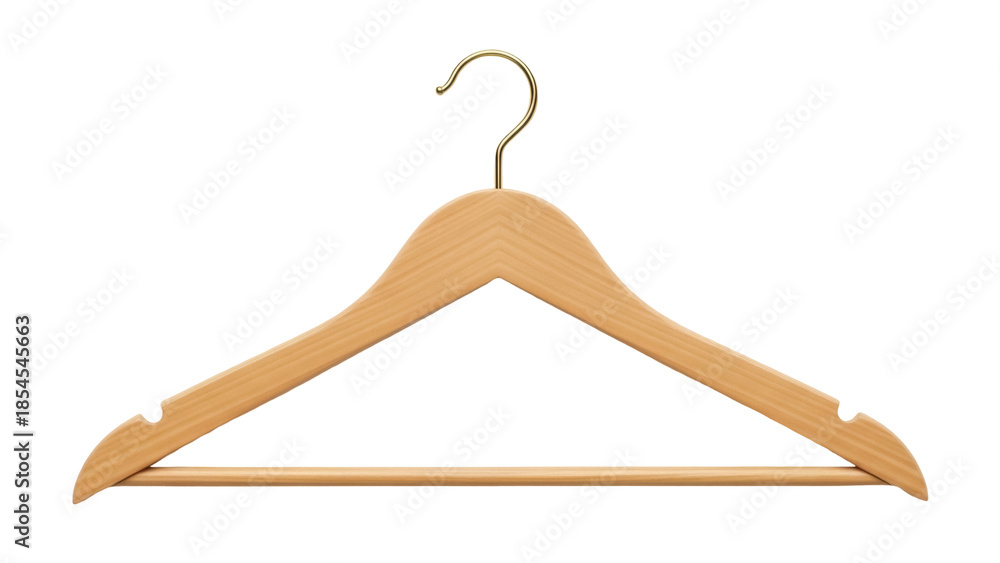 Αυτοκόλλητο Wooden clothes hanger PNG isolated on transparent background, garment storage an