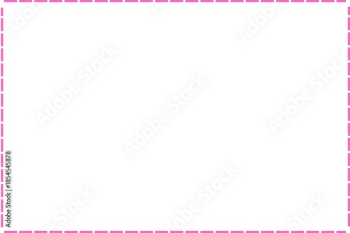 Simple border frame with white background, pink color dot lines, Illustration