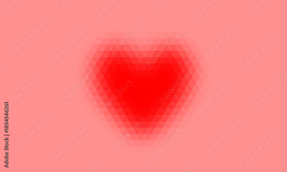 Fotografie Abstract Blurred Red Heart on Soft Pink Background.