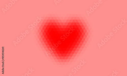 Abstract Blurred Red Heart on Soft Pink Background.