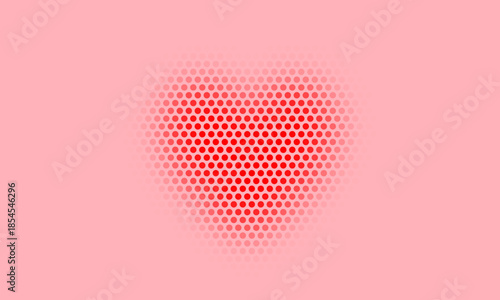 Abstract Red Halftone Heart on Soft Pink Background