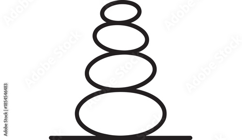 Stacked circles in black outline on transparent background silhouette