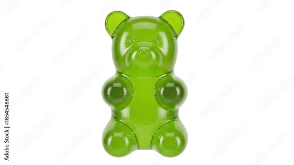 Αυτοκόλλητο Green gummy bear isolated PNG on transparent background, sweet candy treat for k