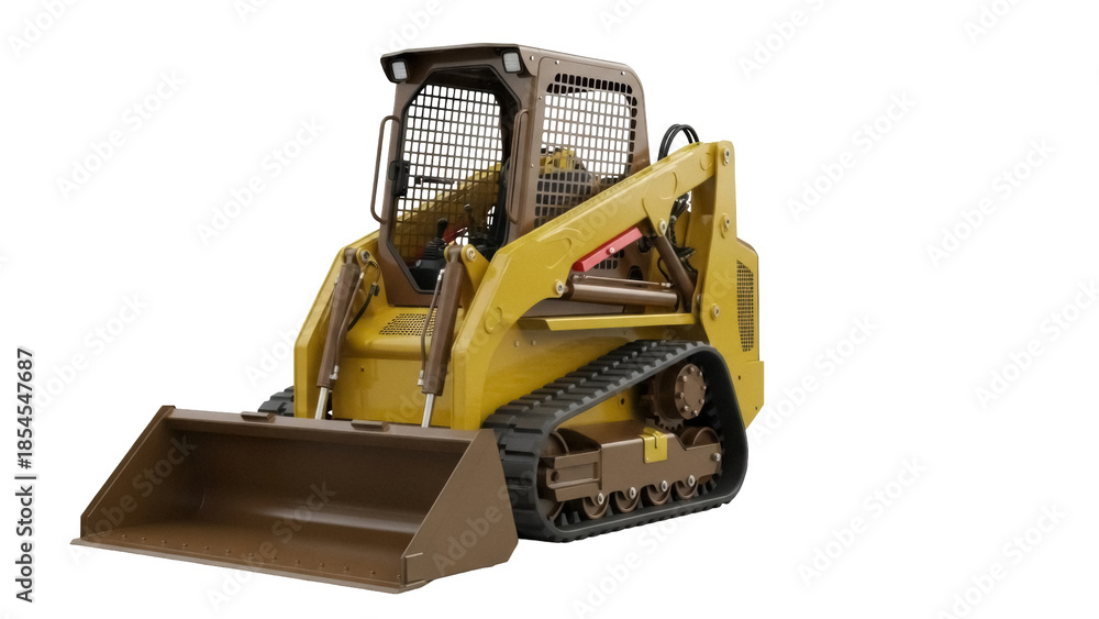 Φωτογραφία Yellow skid steer loader PNG isolated on transparent background, compact constru