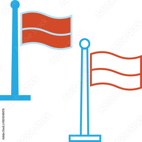 Two flags on poles Vector