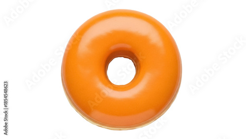 Fotografía Delicious orange glazed donut PNG isolated on transparent background, sweet trea