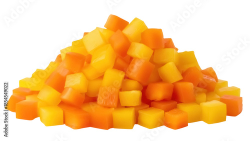 фотографія Pile of diced yellow and orange bell peppers isolated PNG, colorful vegetable pi