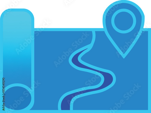 Map with winding path and location marker Vector