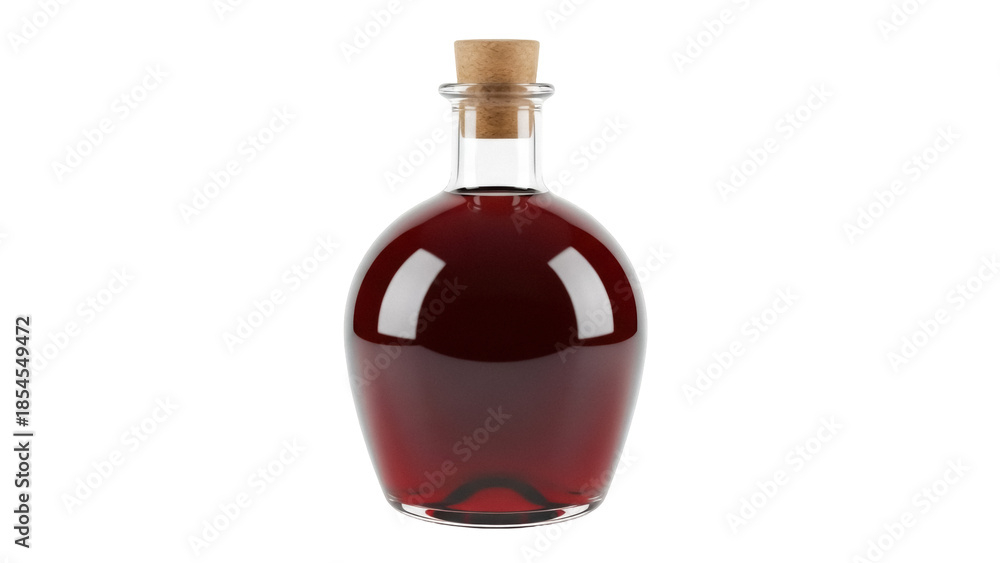 Αυτοκόλλητο Red potion in a glass bottle with cork isolated PNG, magical elixir on transpare