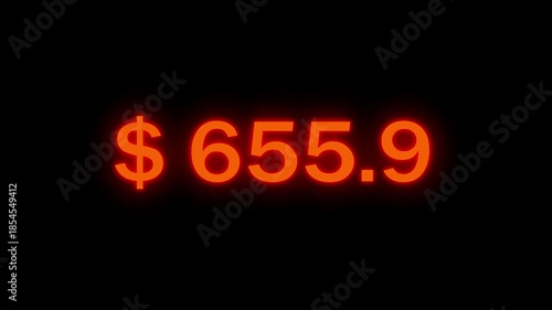 Counting dollars animated number. 0 to 3800 dollar counting animation.  Money Number Counter. 