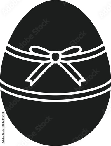 Black egg silhouette with white ribbon and bow detail vector easter