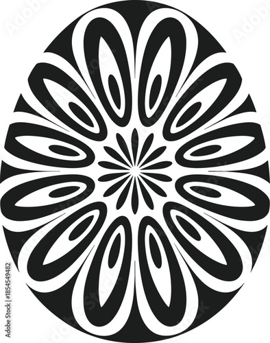 Monochrome egg mandala silhouette vector art abstract black