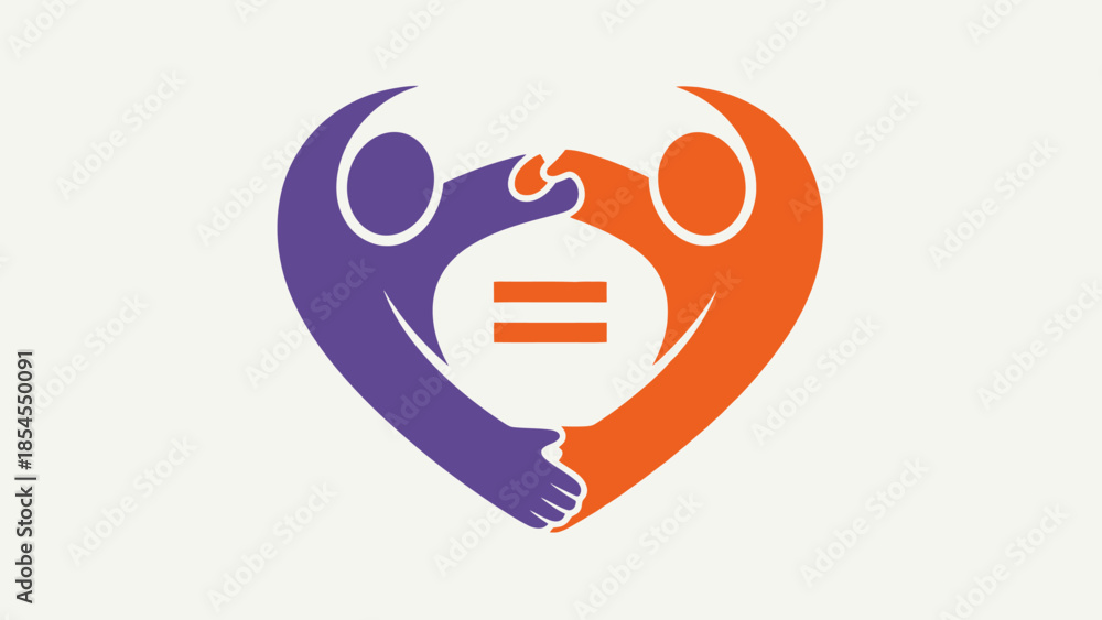 Obraz premium Symbol of unity, equality and partnership, two abstract figures forming a heart shape