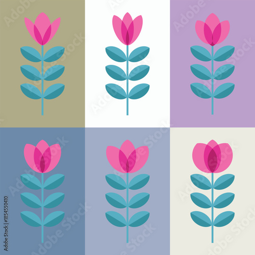 Scandinavian flower illustration EPS Vector
