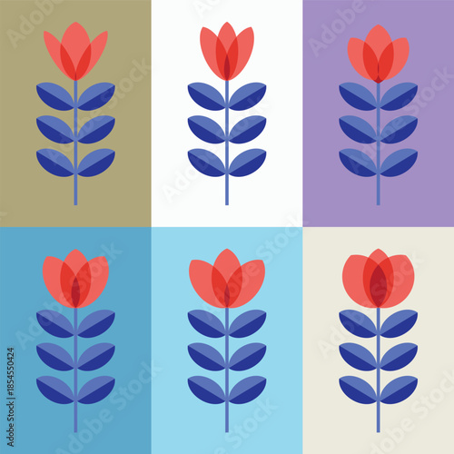 Scandinavian flower illustration EPS Vector