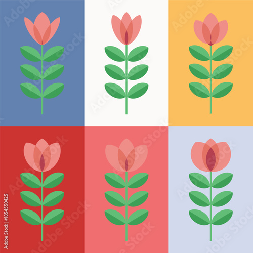 Scandinavian flower illustration EPS Vector
