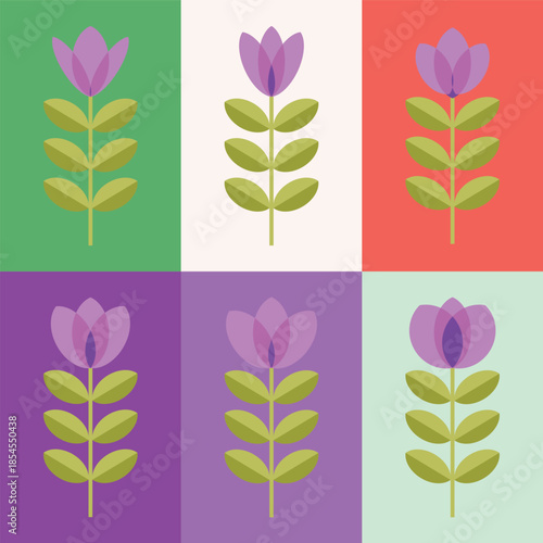 Scandinavian flower illustration EPS Vector