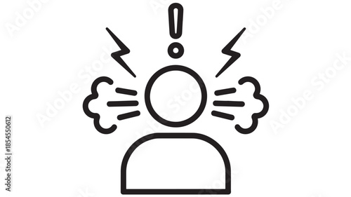 Screaming face with radiating lines simple line art on transparent background silhouette