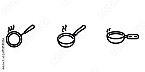 frying-pan outline or line icon design bundle.