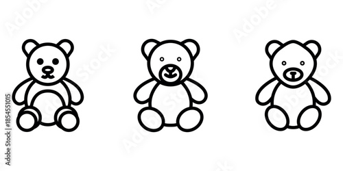 teddy-bear outline or line icon design bundle.
