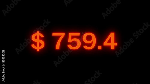 Counting dollars animated number. 0 to 4400 dollar counting animation.  Money Number Counter. 