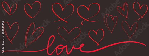 Heart beat icon set. Heart shape with pulse line. Vector illustration