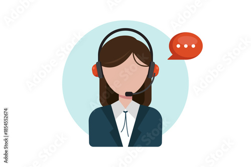 vector illustration of a customer service agent wearing a headset, symbolizing support, communication, and call-center help. Perfect for service, helpdesk, and customer experience branding materials.