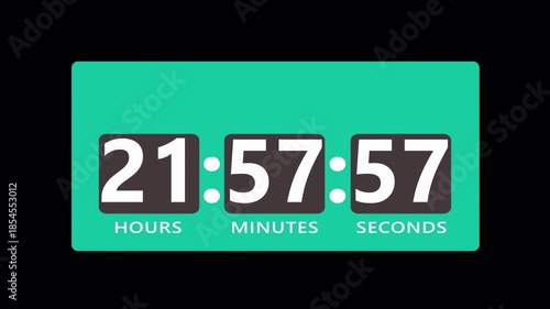 One day 24 hours countdown timer template animation on transparent background, animated 24 hours timer countdown with alpha channel.