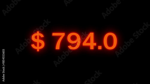 Counting dollars animated number. 0 to 4600 dollar counting animation.  Money Number Counter. 