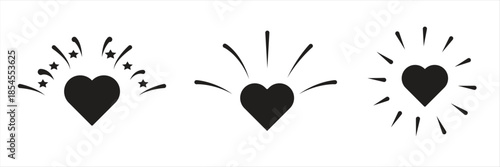 Minimalist flat vector icon of romantic love fireworks, black color and transparent background, vector illustration.


